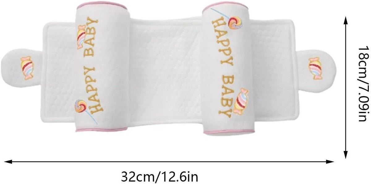 Cojín de apoyo para bebés ergonómico con dos refuerzos laterales ajustables.